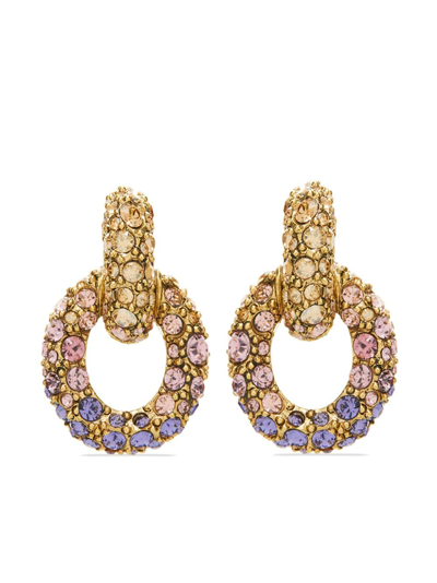 Shop Oscar De La Renta Fortuna Crystal-embellished Earrings In Gold