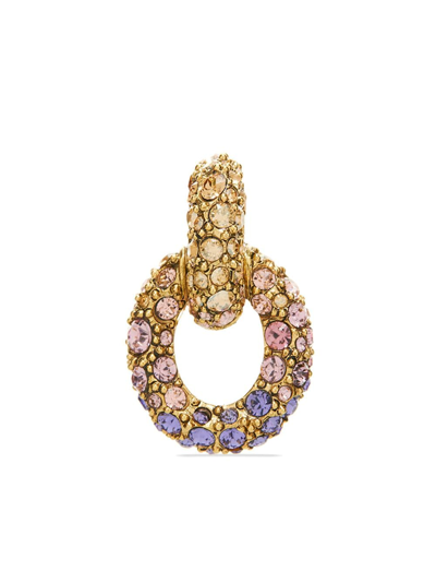 Shop Oscar De La Renta Fortuna Crystal-embellished Earrings In Gold