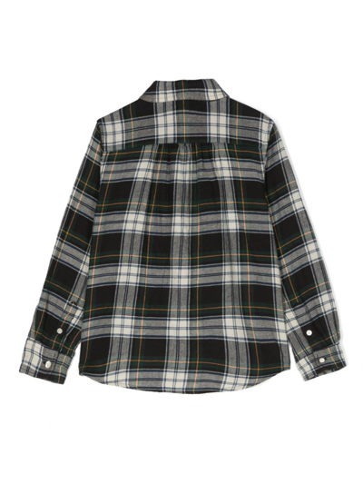 Polo Ralph Lauren Plaid-check Ruffled Cotton Shirt In Green