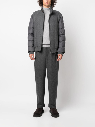 Corneliani High-neck Feather-down Padded-jacket In Grey