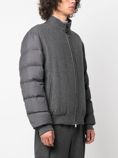 Corneliani High-neck Feather-down Padded-jacket In Grey