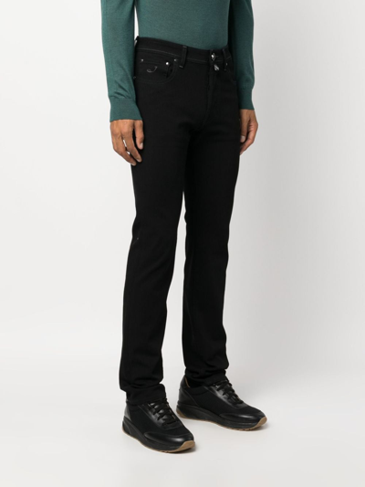 Shop Jacob Cohen Logo-patch Straight-leg Jeans In Black