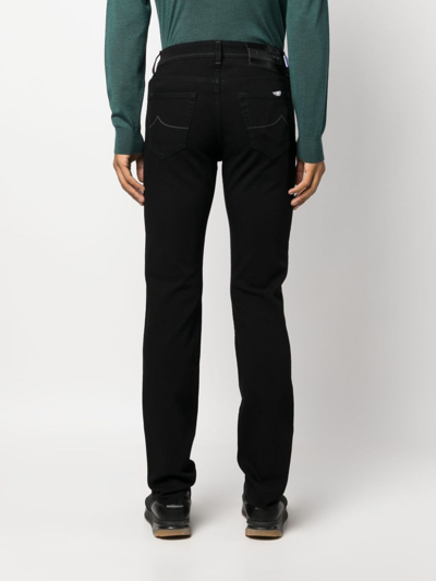 Shop Jacob Cohen Logo-patch Straight-leg Jeans In Black