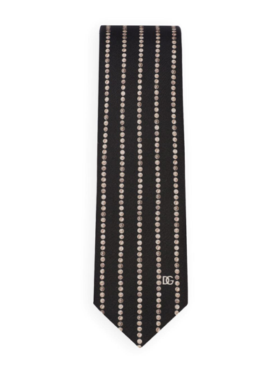Shop Dolce & Gabbana Coin-print Silk Tie In Black
