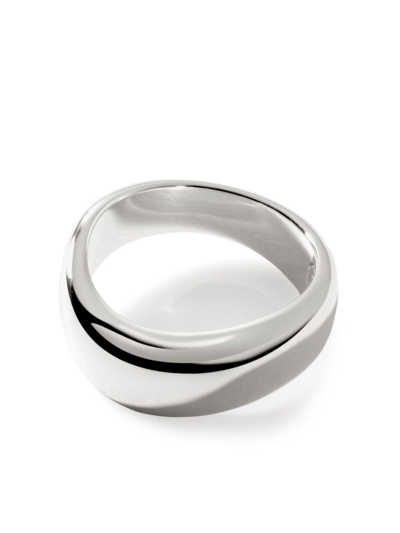 Shop John Hardy Surf Logo-engraved Band Ring In Silver