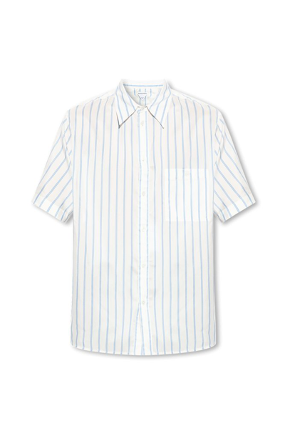 Shop Bottega Veneta Striped Buttoned Shirt In White