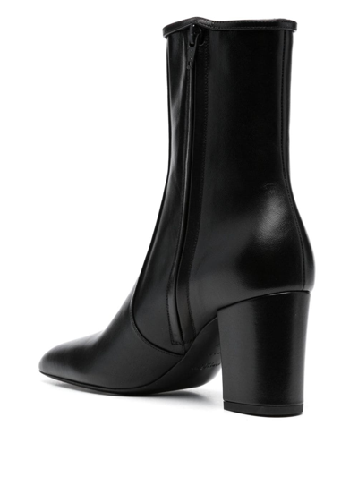 Saint Laurent Betty Lambskin Buckle Ankle Booties In Schwarz