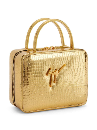 Shop Giuseppe Zanotti Filomenhe Logo-plaque Clutch Bag In Gold