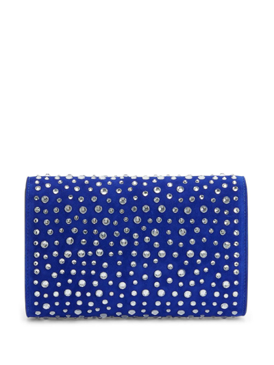 Shop Giuseppe Zanotti Cleopatra Crystal-embellished Clutch Bag In Blue