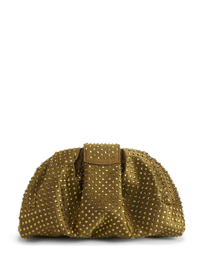 Shop Giuseppe Zanotti Amandhe Rhinestone-embellished Clutch Bag In Green