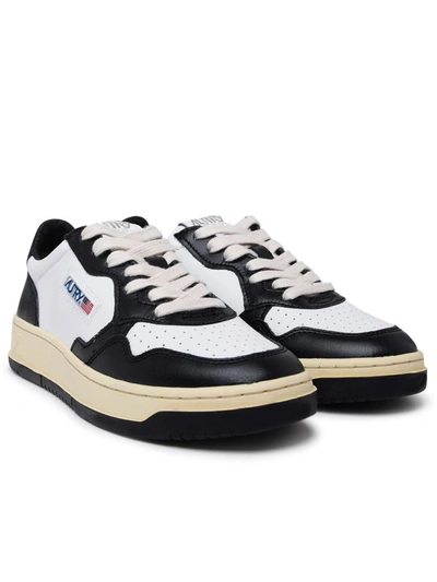 Shop Autry Black And White Leather Medalist Sneakers