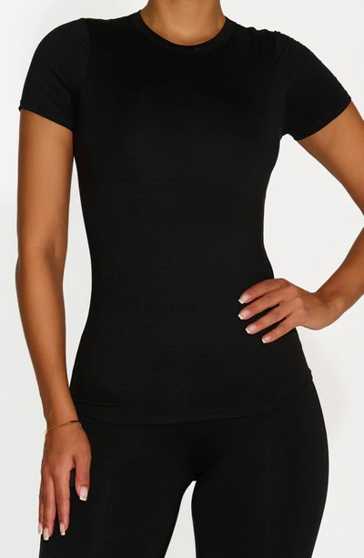 Shop N By Naked Wardrobe Bare Short Sleeve Crew Top In Black