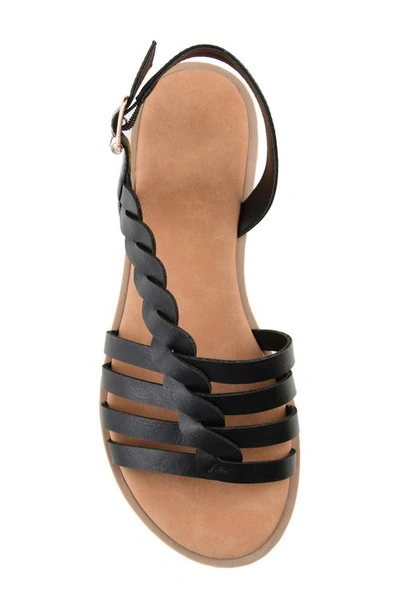 Journee Solay Braided Strappy Sandal In Black