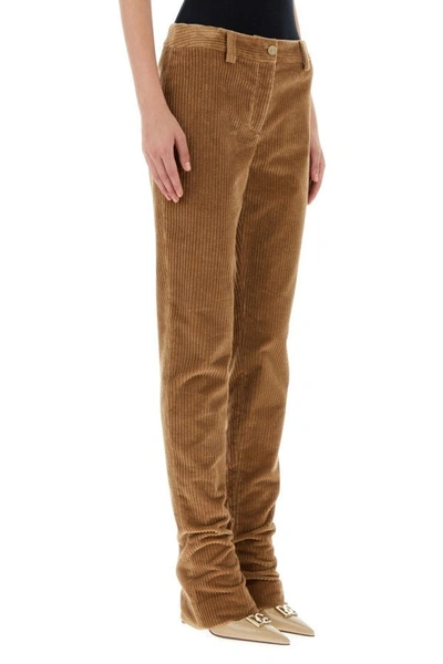 Shop Dolce & Gabbana Woman Biscuit Corduroy Pant In Brown