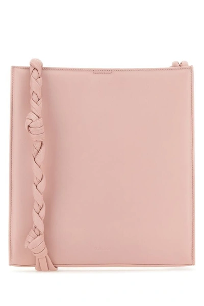 Shop Jil Sander Woman Pink Leather Tangle Shoulder Bag