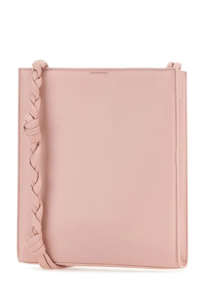 Shop Jil Sander Woman Pink Leather Tangle Shoulder Bag