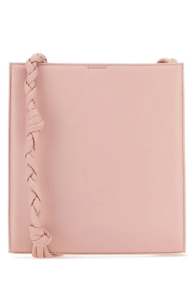 Shop Jil Sander Woman Pink Leather Tangle Shoulder Bag