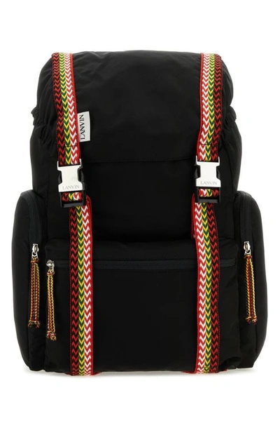 Shop Lanvin Man Black Fabric Curb Backpack
