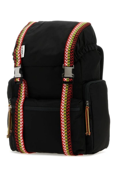 Shop Lanvin Man Black Fabric Curb Backpack