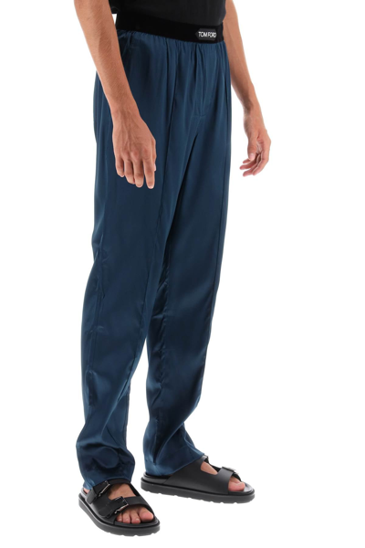 Shop Tom Ford Silk Pajama Pants Men In Blue