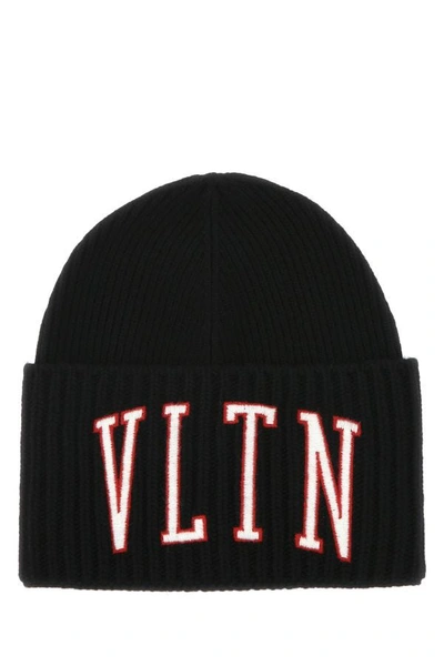 Shop Valentino Garavani Man Black Wool And Acrylic Beanie