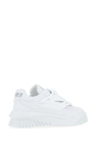Shop Versace Man White Leather Odissea Slip Ons