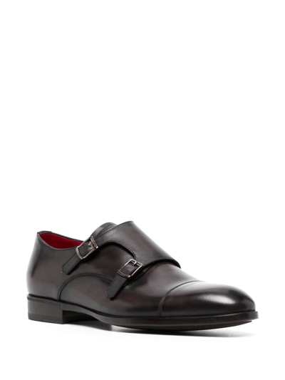 Shop Barrett Buckle-detail Leather Monk Shoes In Brown