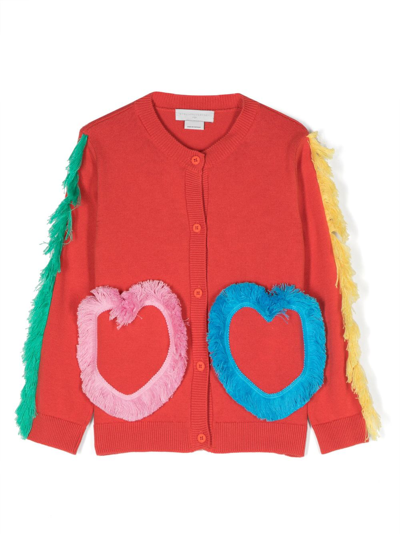 Shop Stella Mccartney Fringed Cotton Cardigan In Red