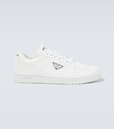 Prada White Leather Downtown Sneakers