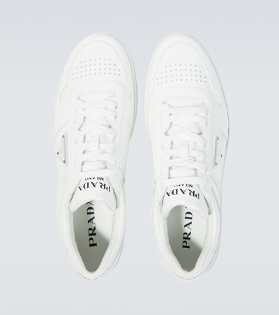 Prada White Leather Downtown Sneakers