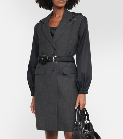 Prada Virgin Wool Coat In Grey