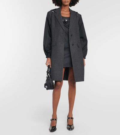 Prada Virgin Wool Coat In Grey