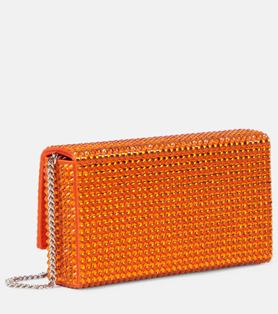 Shop Amina Muaddi Superamini Paloma Embellished Clutch In Orange