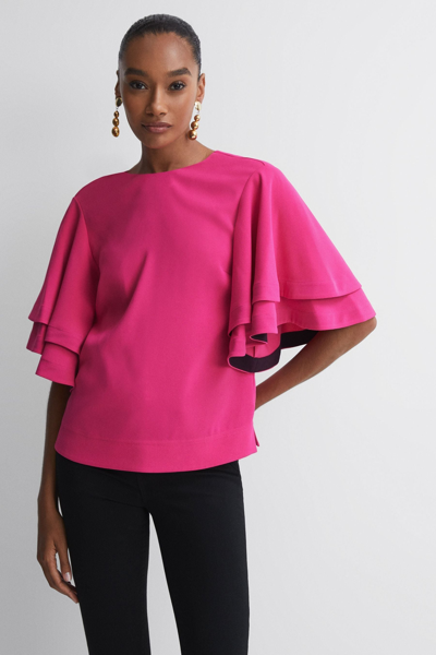 Shop Florere Tiered Sleeve Top In Bright Pink