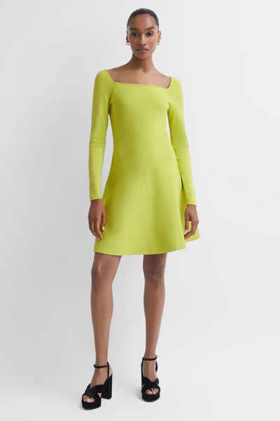 Shop Florere Knitted Skater Mini Dress In Lime