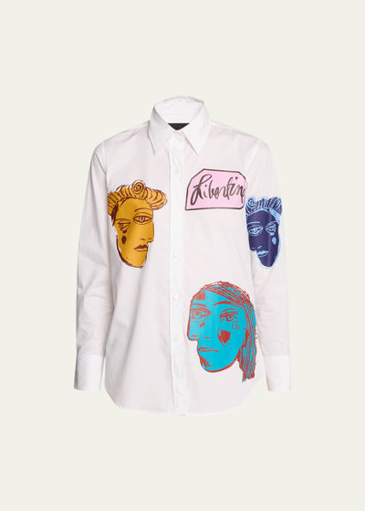 Shop Libertine Arles Faces New Classic Button-front Shirt In Wht