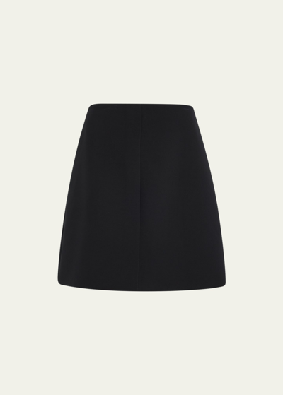 Shop Lafayette 148 Pleated Wool-silk Mini Skirt In Black