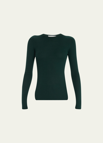 Shop Michael Kors Hutton Ribbed Cashmere Pullover In Forest
