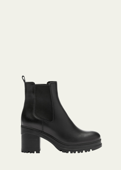 Shop La Canadienne Paxton Leather Lug-sole Chelsea Booties In Black