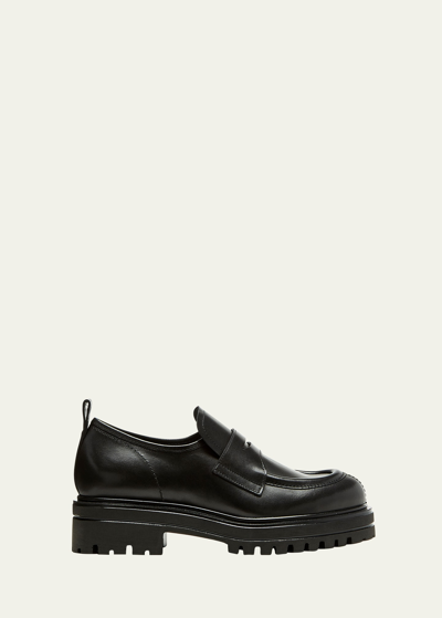 Shop La Canadienne Refresh Leather Casual Penny Loafers In Black