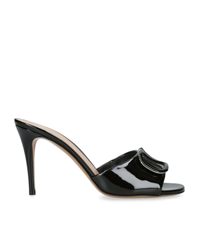Shop Valentino Leather Vlogo Mules 90 In Black