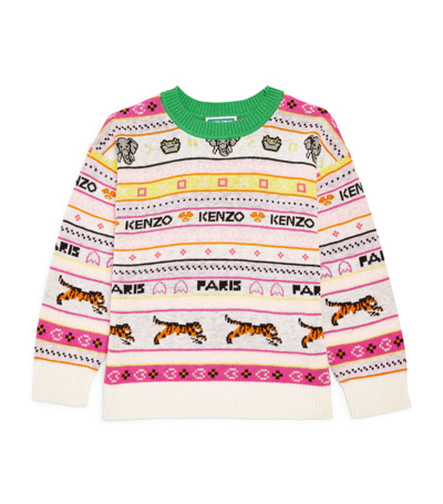 Shop Kenzo Animal Pattern Sweater (2-14 Years) In Ivory