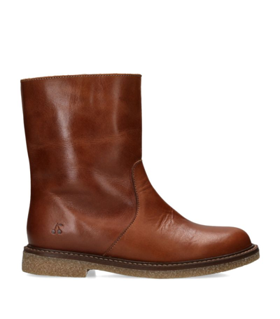 Shop Bonpoint Leather Botte Boots In Brown