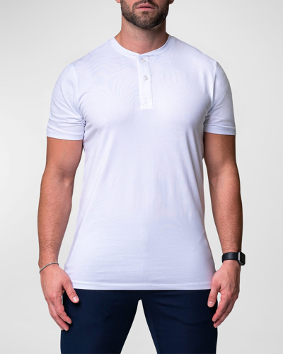Shop Maceoo Men's Core Henley Shirt In White