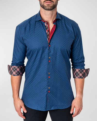 Shop Maceoo Men's Mini Panam Square Sport Shirt In Blue