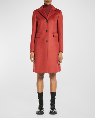 Shop Weekend Max Mara Single-breasted Pick Stitch Wool Coat In Red