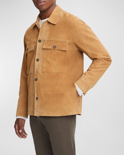 Shop Vince Men's Suede Chore Jacket In Camel