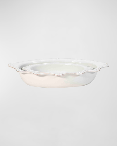Juliska Berry & Thread Whitewash Oval 2-piece Baking Set In White