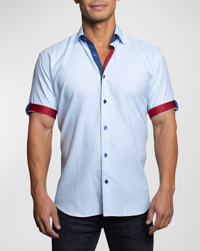 Shop Maceoo Men's Fresh L Patterned Sport Shirt In Blue