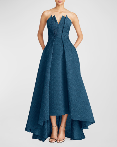 Shop Theia Imogen Strapless Gown In Moroccan Blue